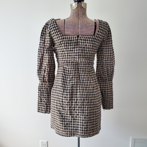 Essue black and white gingham mini dress size medium - Picture 4 of 13